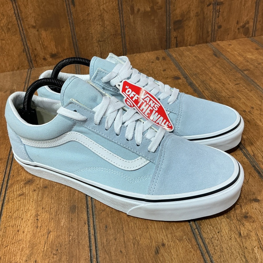 Vans Old Skool Shoes Women's 10 Light Blue Canvas Suede Lace Up Sneakers New